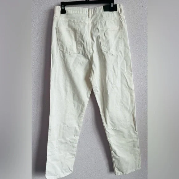 NWT NASTY GAL WHITE WOMENS SPLIT FRONT JEANS SIZE 9 Organic Cotton - Picture 4 of 5
